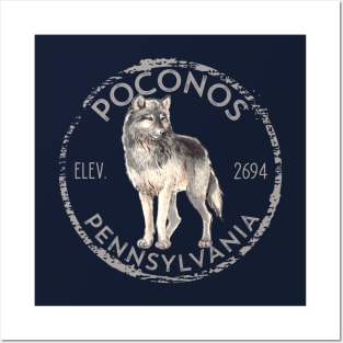 Pocono Mountains Pennsylvania Wolf Coyote Hiker Posters and Art